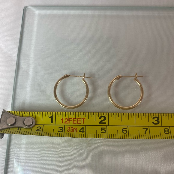 14K YELLOW GOLD classic small hoop earrings REAL GOLD - Picture 9 of 12